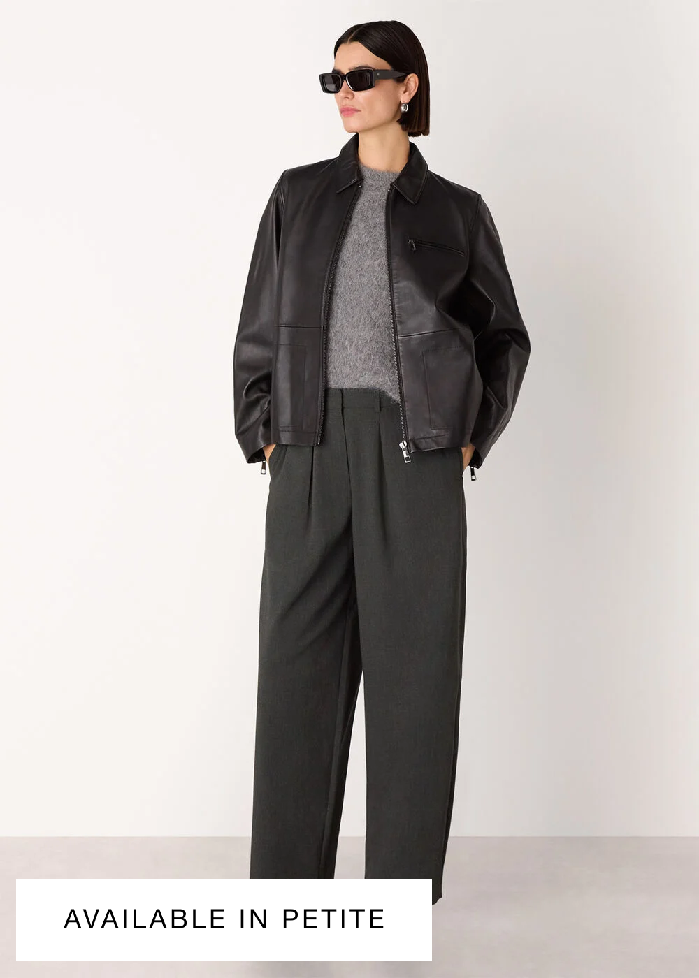 Dark Grey Wool Blend Barrel Trouser