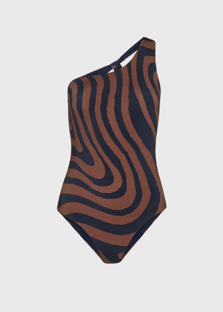 Navy Swirl Print Swimsuit