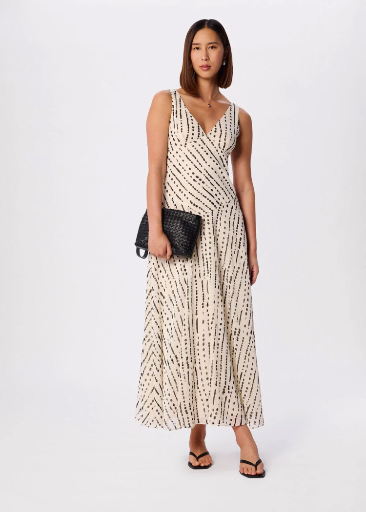 White Dashed Spot Dobby Maxi Dress