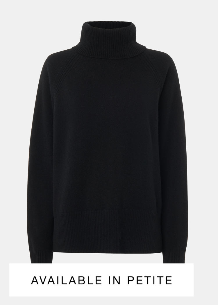 Black Cashmere Roll Neck