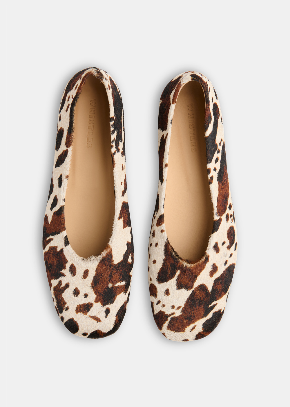 Multicolour Cow Print Hair-On Ballet Pump