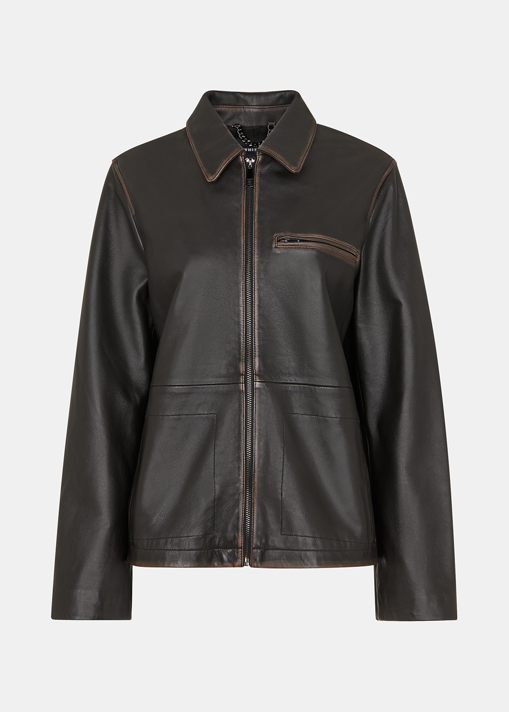 Brown Kate Burnished Leather Jacket