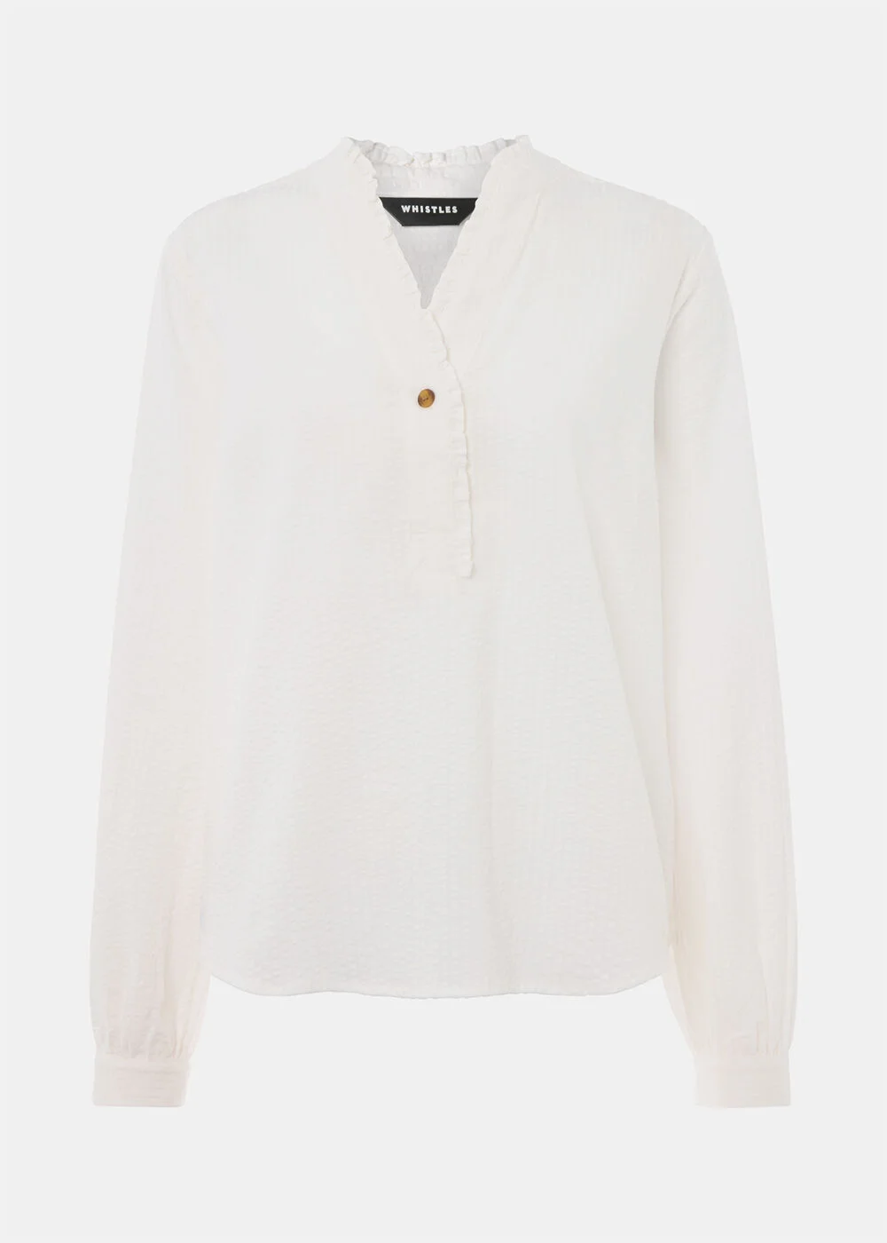White Textured Frill Shirt