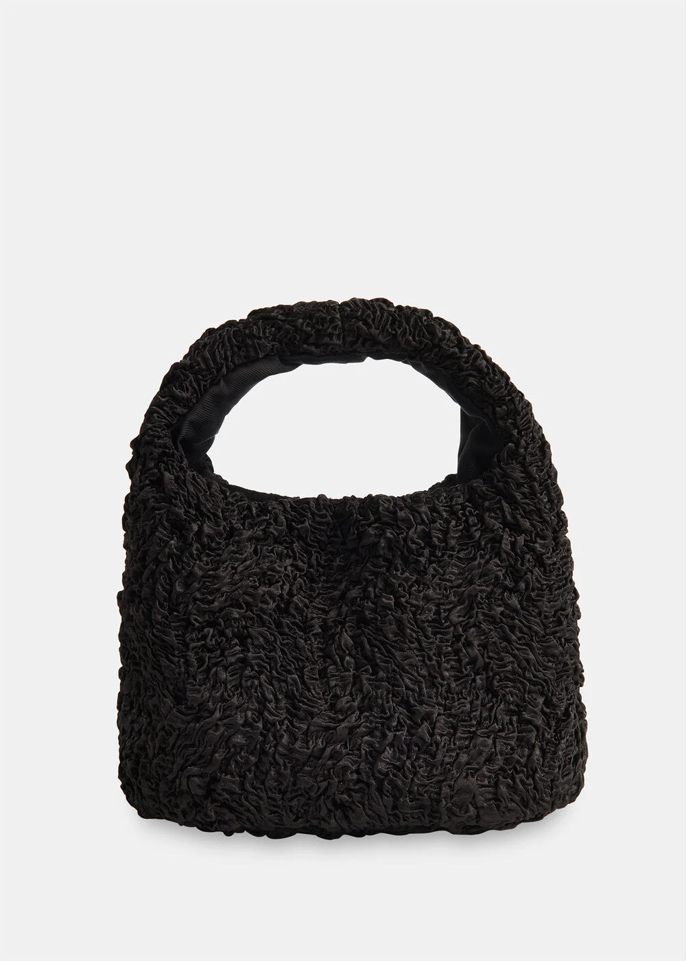 Black Luz Satin Ruched Mini Bag