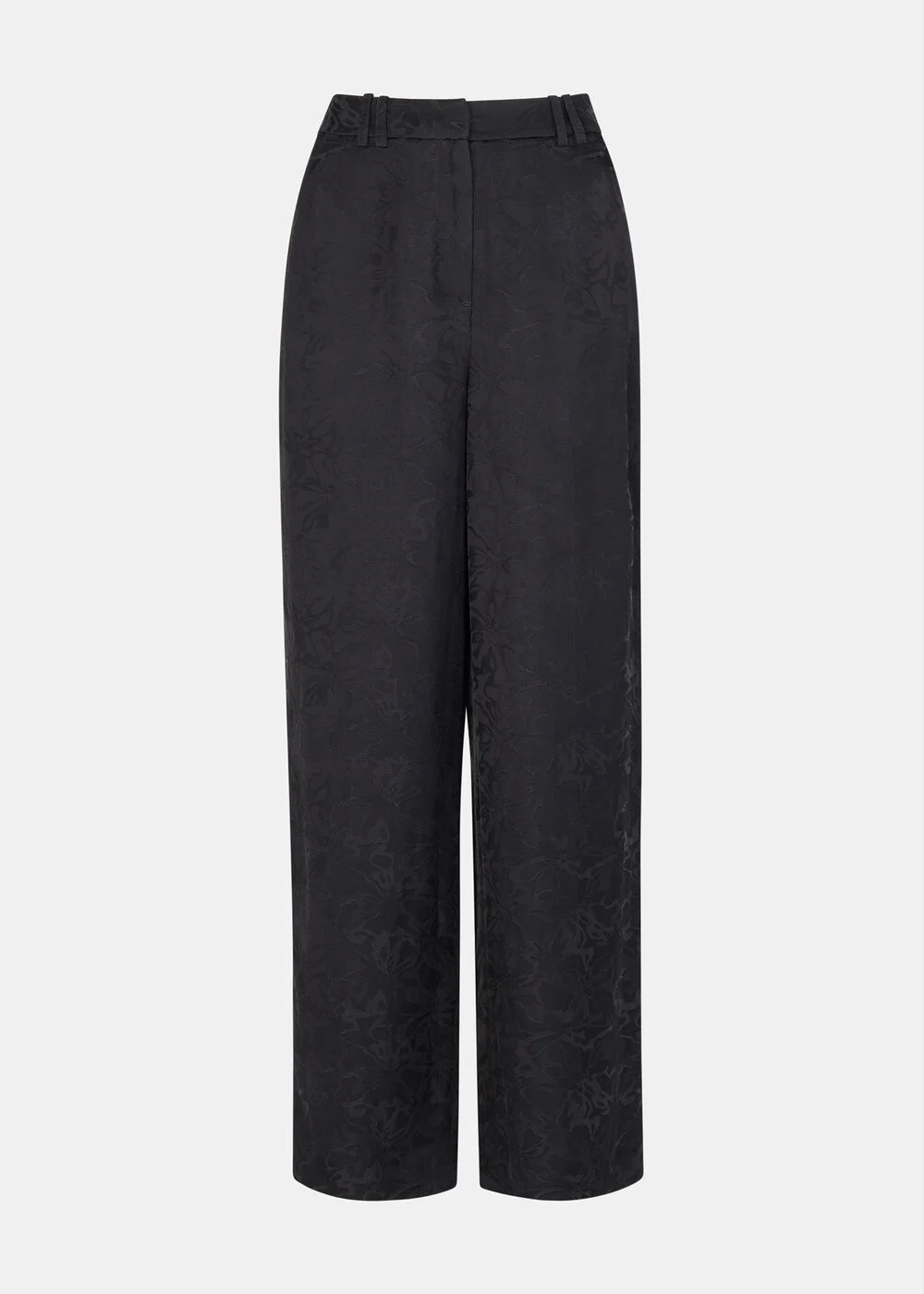 Black Jacquard Straight Leg Trouser