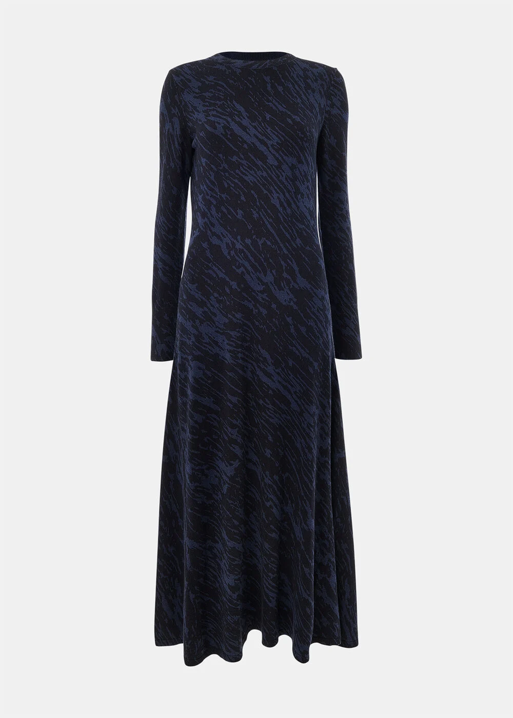 Blue Abstract Marks Midi Knit Dress