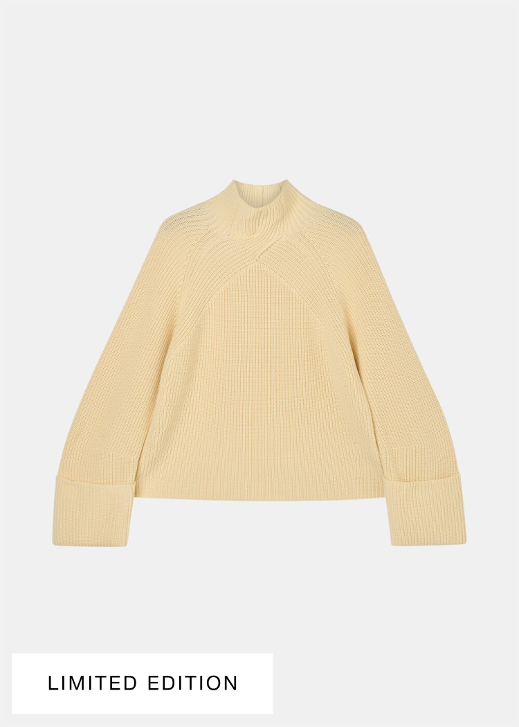 Cream Rib Cable High Neck Jumper