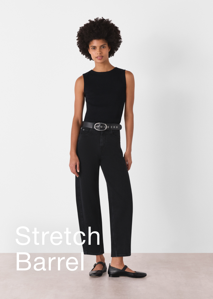 Black Stretch Barrel Leg Jean