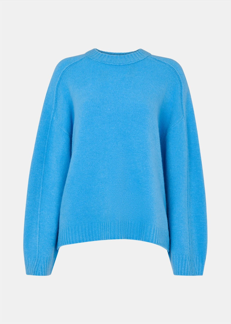 Blue Wool Mix Seam Detail Knit