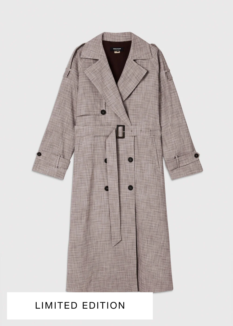 Grey Checked Trench Coat