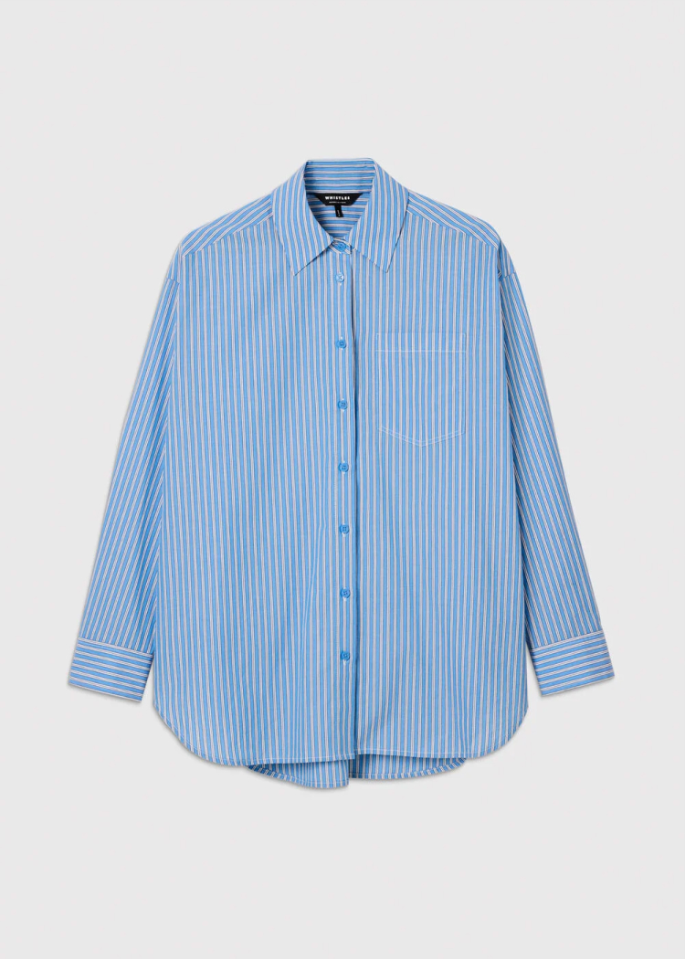 Blue Oversized Fit Stripe Shirt