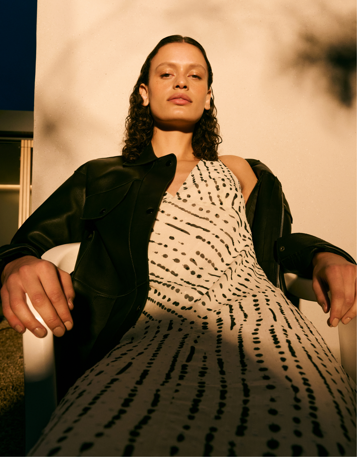 White Dashed Spot Dobby Maxi Dress