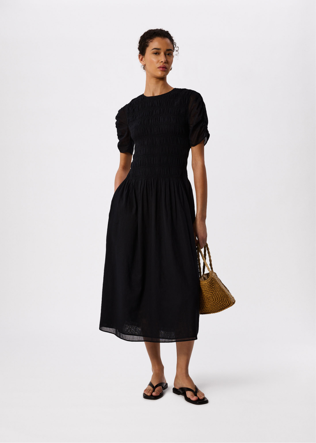 Black Avery Smocked Dress
