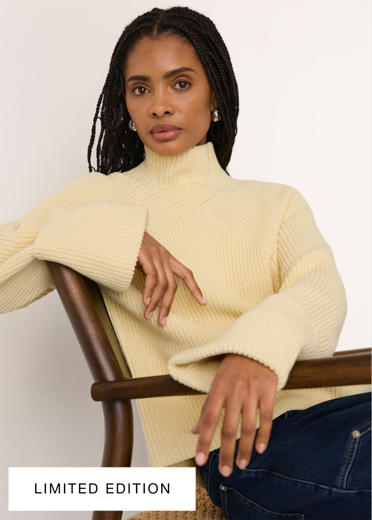 Cream Rib Cable High Neck Jumper