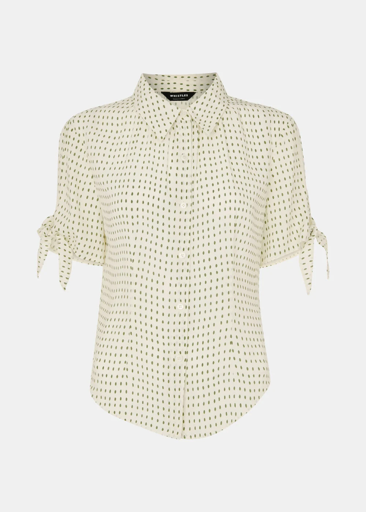 Khaki Oval Spot Tie Sleeve Shirt