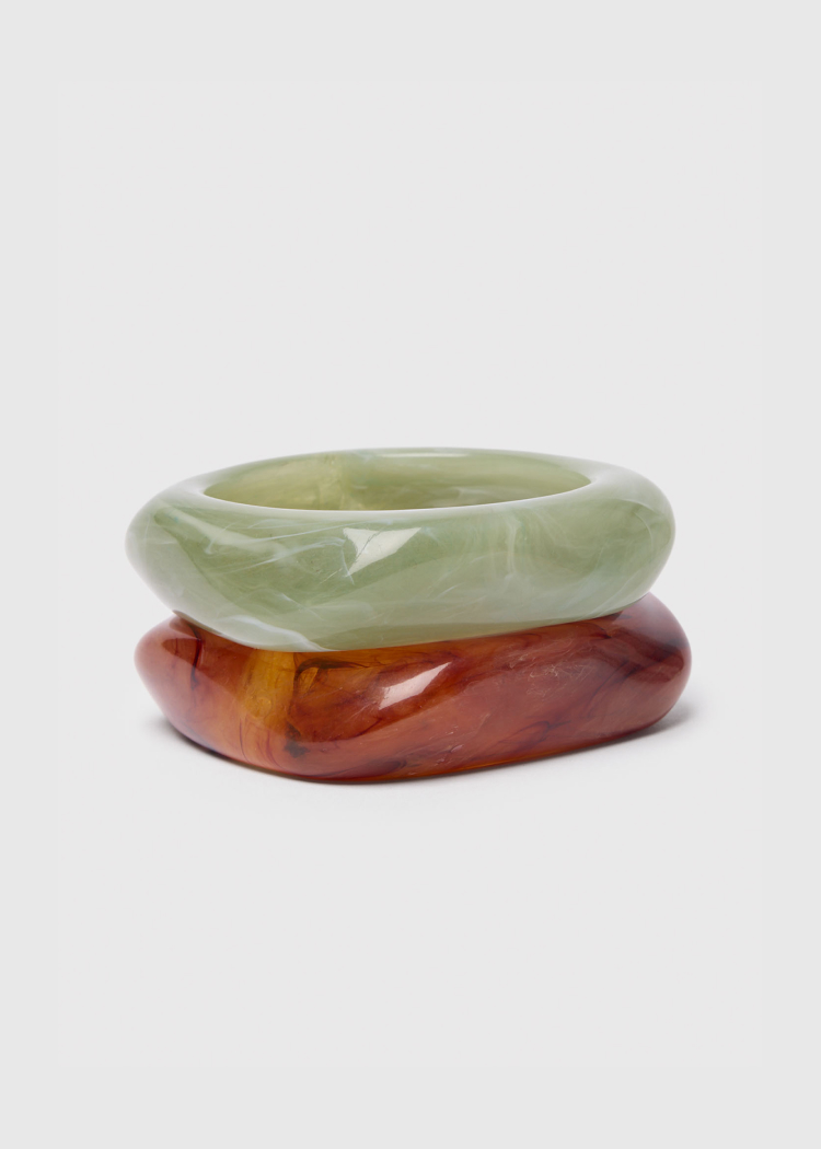 Green Irregular Chunky Bangle