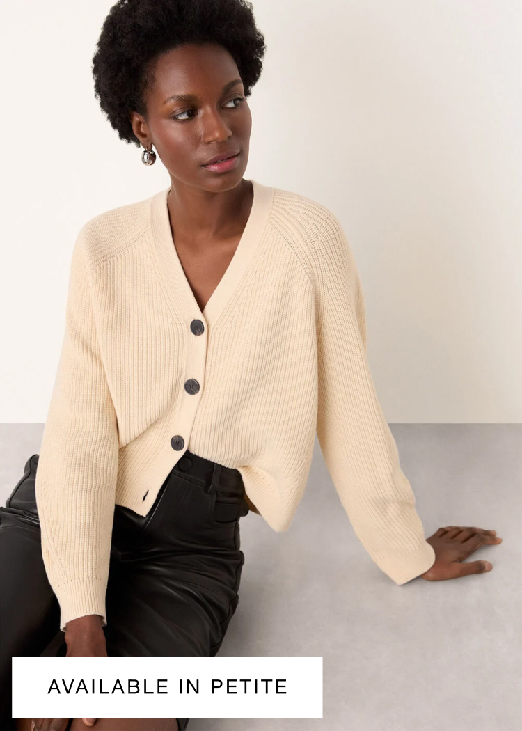 Ivory V Neck Cotton Cardigan