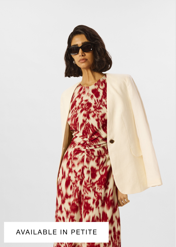 Red Blurred Floral Crepe Dress