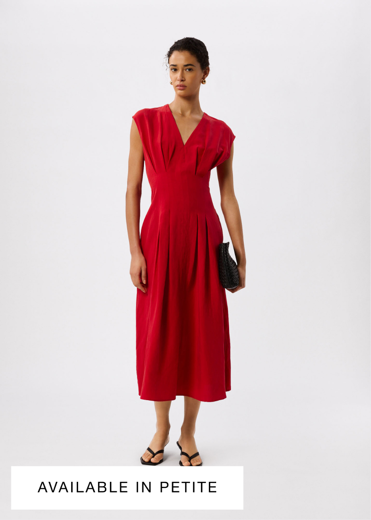 Red Panel Linen Blend Dress