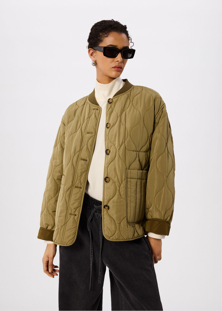 Khaki Reversible Quilted Coat
