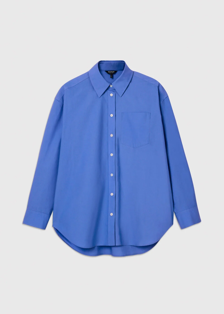 Blue Oversized Cotton Poplin Shirt