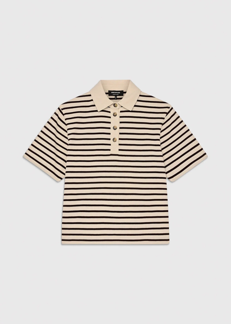 Ivory Short Sleeve Stripe Polo