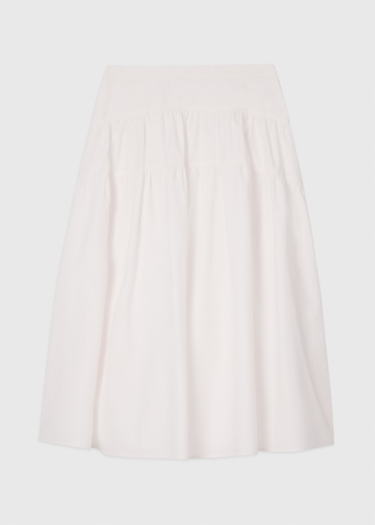 White Tier Hem Cotton Skirt
