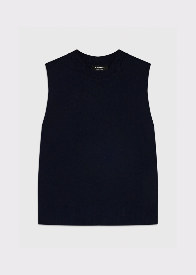 Navy Round Neck Detail Tank