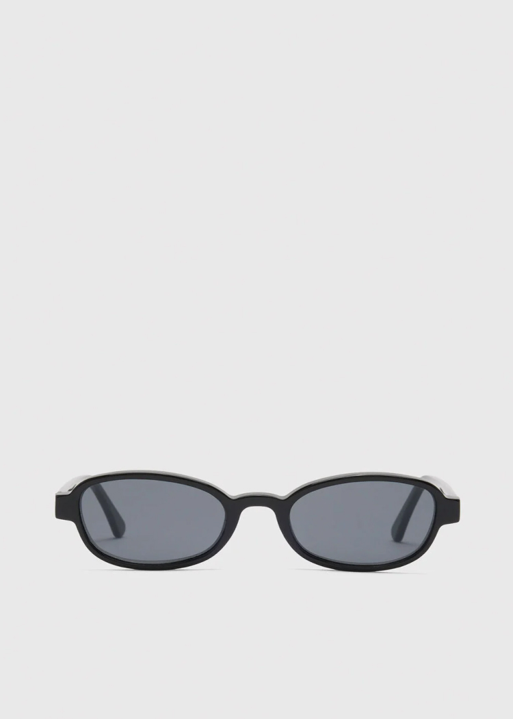 Black Slim Oval Sunglasses