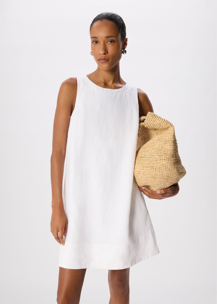 White Swing Linen Mini Dress