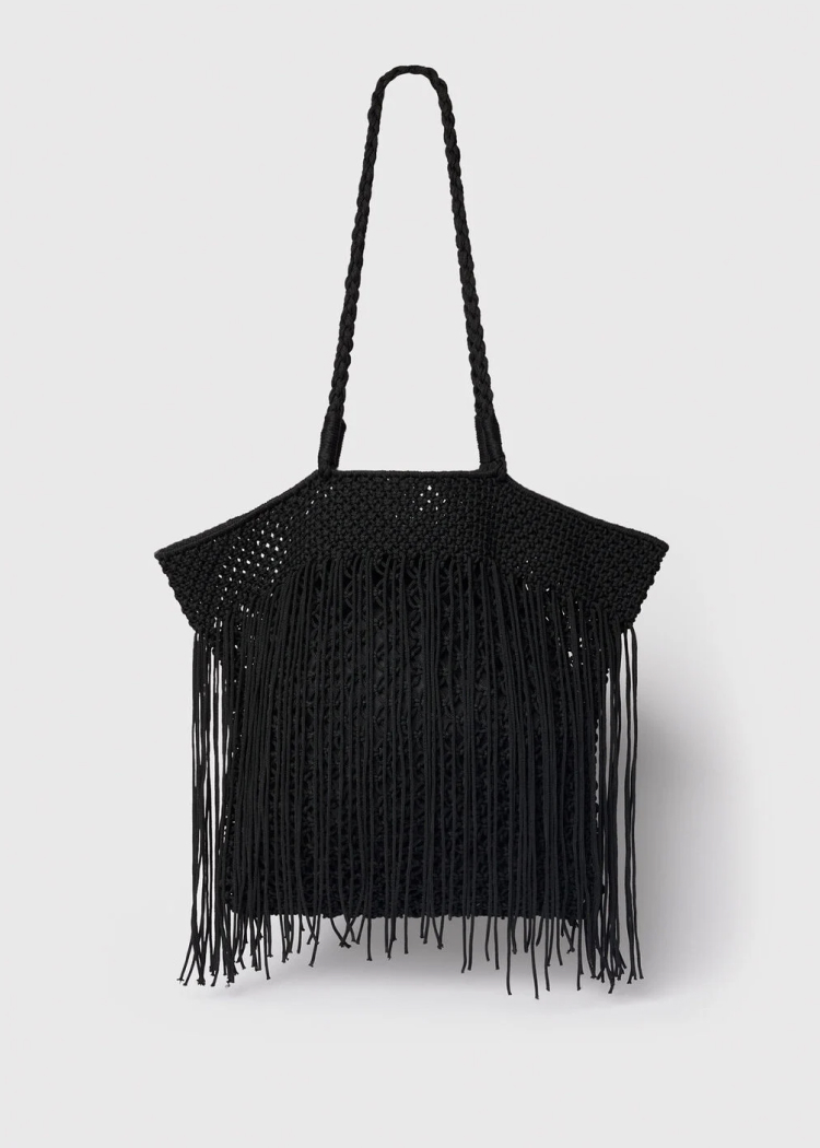 Black Crochet Fringe Bag