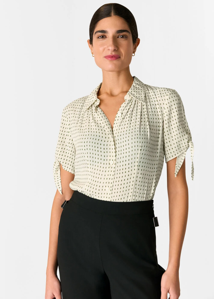 Khaki Oval Spot Tie Sleeve Shirt