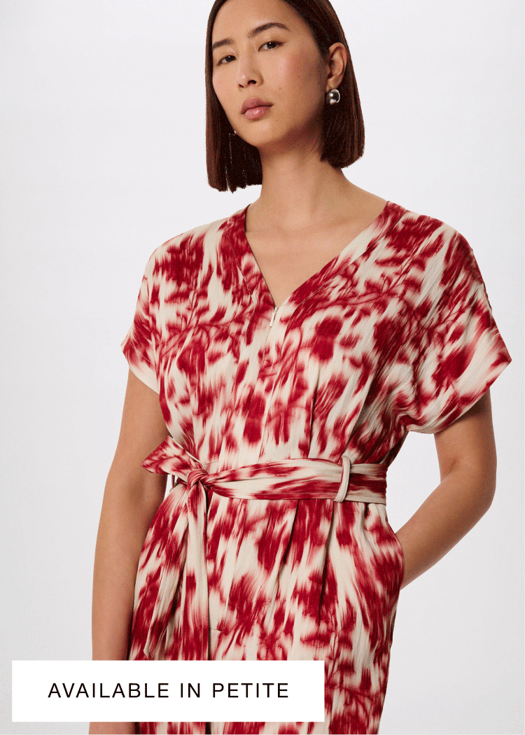 Red Blurred Floral Tie Jumpsuit