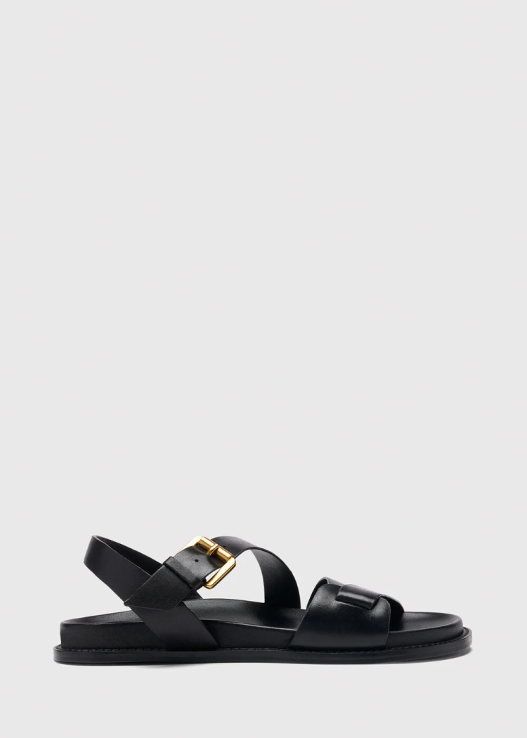 Black Asymmetric Buckle Sandal