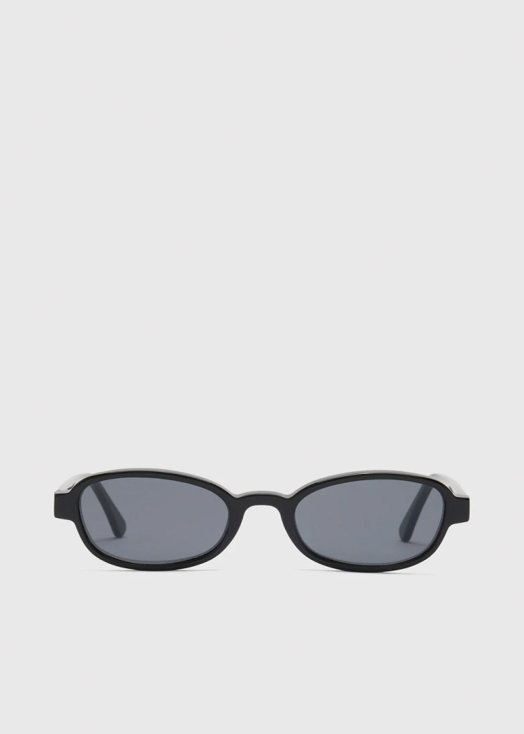 Black Slim Oval Sunglasses