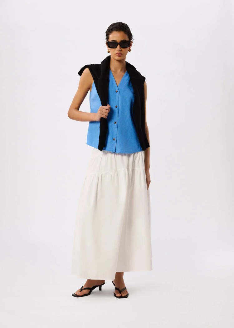 Blue Laura Linen Tank