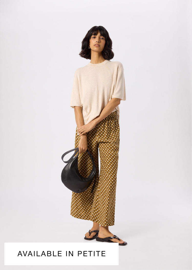 Khaki Ikat Spot Crop Trouser