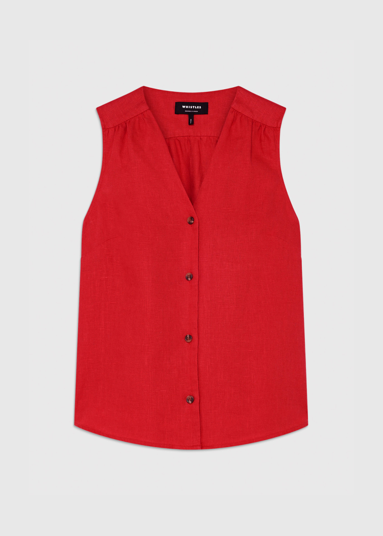 Red Laura Linen Tank