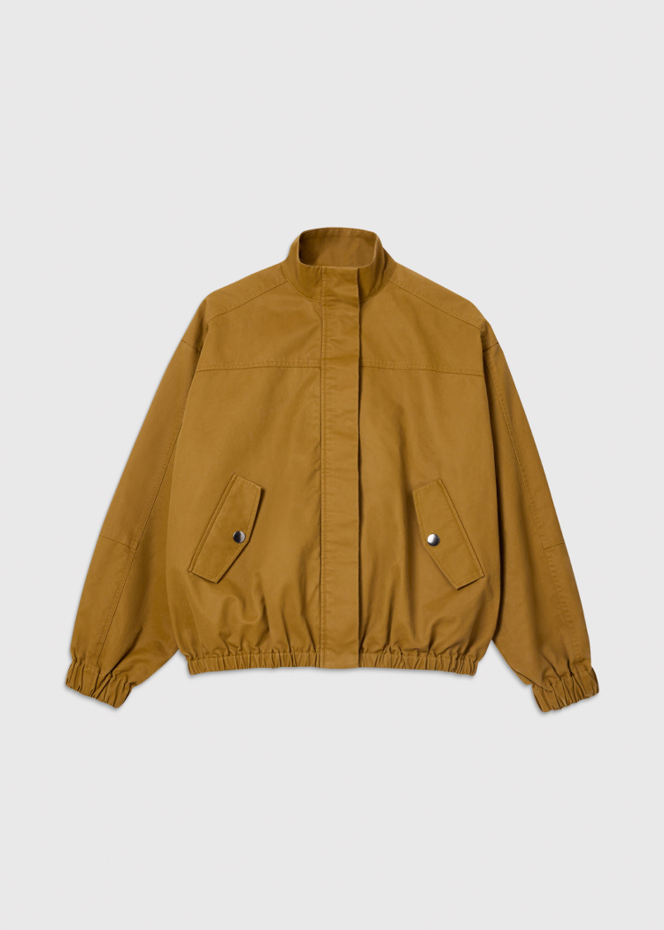 Neutral Wax Coated Bomber Jacket