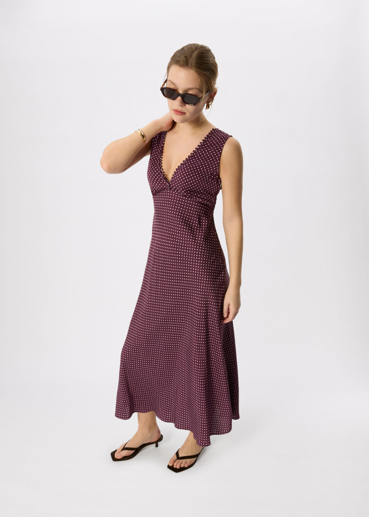 Purple Mini Spot Sleeveless Dress