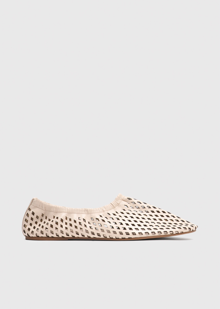 Ivory Lasercut Ballet Pump