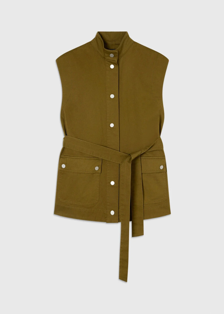Khaki Sleeveless Safari Jacket