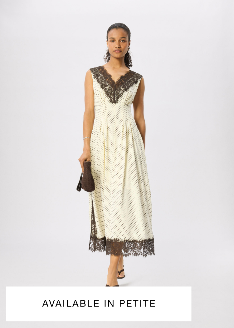 Yellow Lace V Neck Spot Midi Dress
