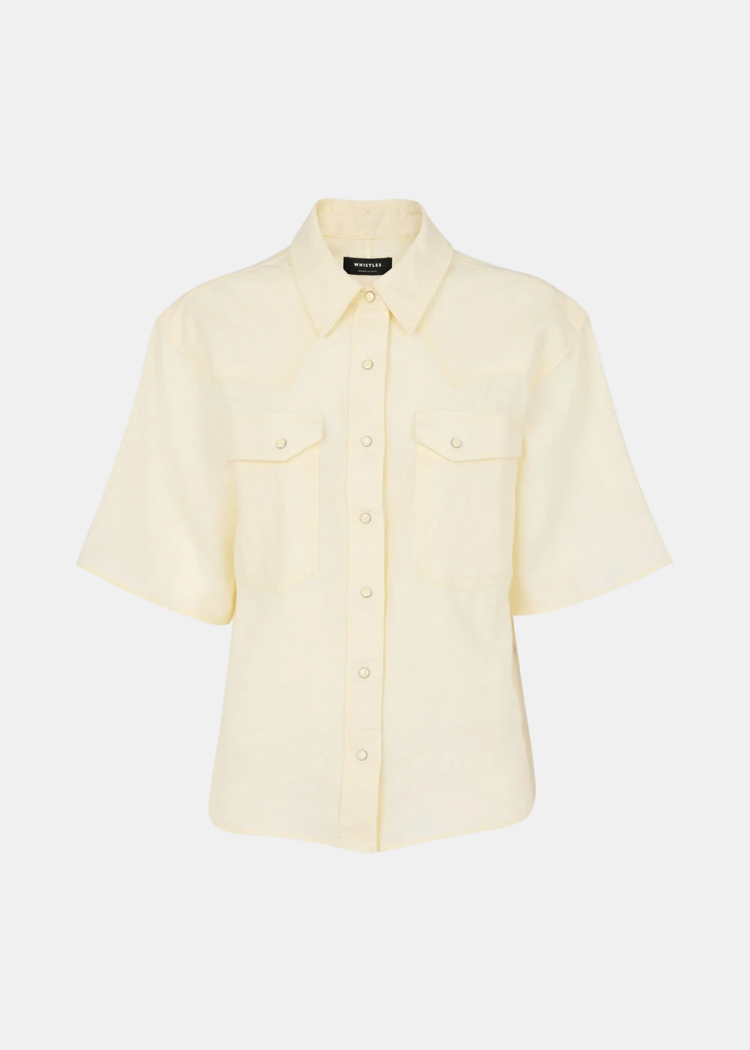 Ivory Linen Western Detail Shirt