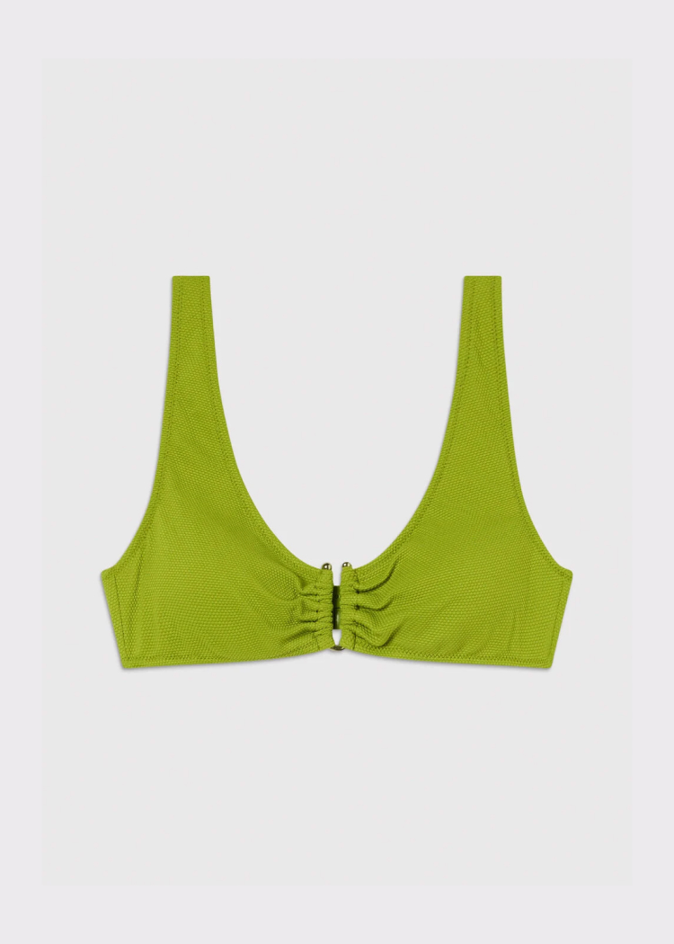  Green Textured Ring Bikini Top