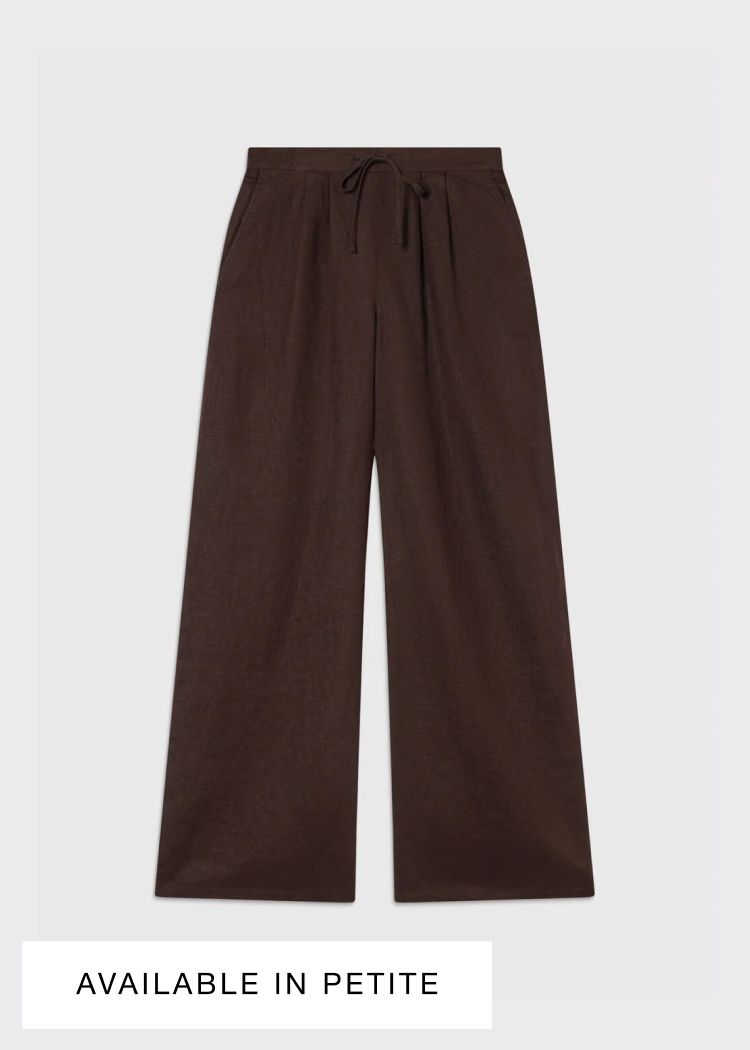 Brown Wide Leg Linen Trouser