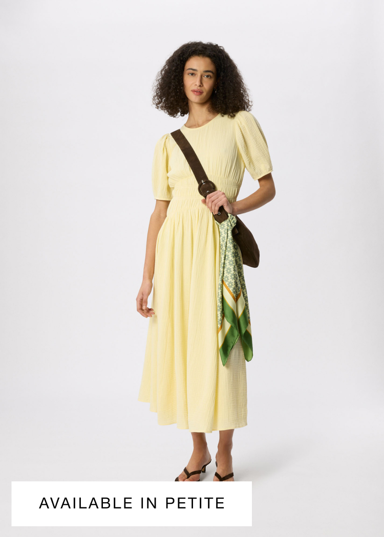 Butter Gathered Textured Midi Dress