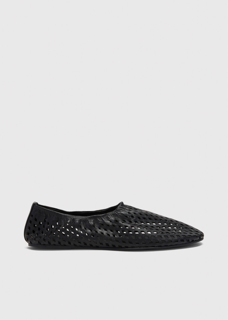Black Lasercut Ballet Pump