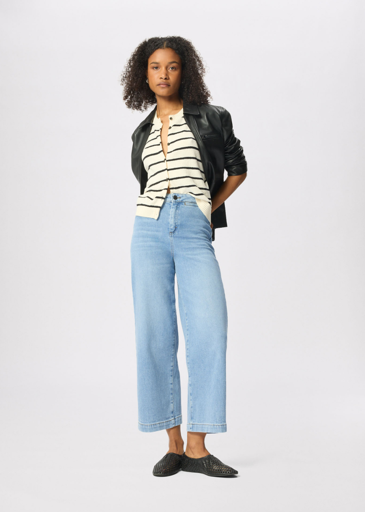 Light Wash Stretch Straight Ankle Jean