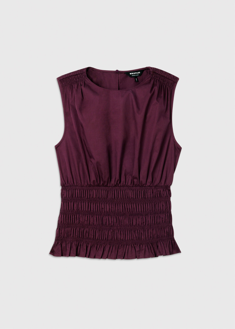 Plum Cotton Shirred Tank